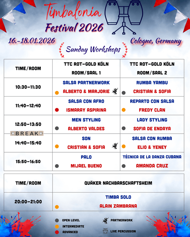 Festival workshops Sunday