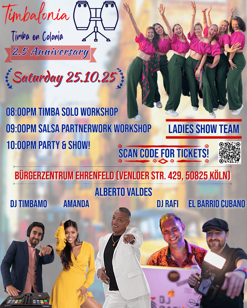Flyer for the Timbalonia second anniversary party